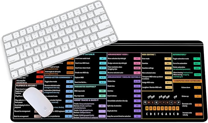 Ableton Live Shortcut for macOS Cheat Sheet Mouse Mat – Music Producer Workflow Desk Mat Essential Computer Accessories for Study Work and Reference Purposes NNA