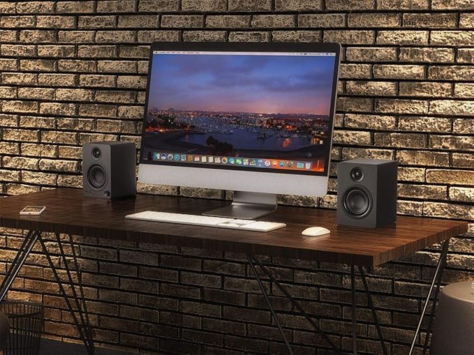 Monoprice DT-3 50-Watt Multimedia Desktop Powered Speakers Perfect Complement to any Home Office Gaming or Entertainment Setupblack