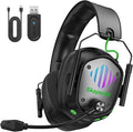 Wireless Gaming Headset for PS5 PS4 PC Switch – 2.4GHz &amp Bluetooth Gaming Headphones with Mic 3D Stereo Surround Sound 20ms Low Latency ENC Noise Canceling RGB Light 50H Battery