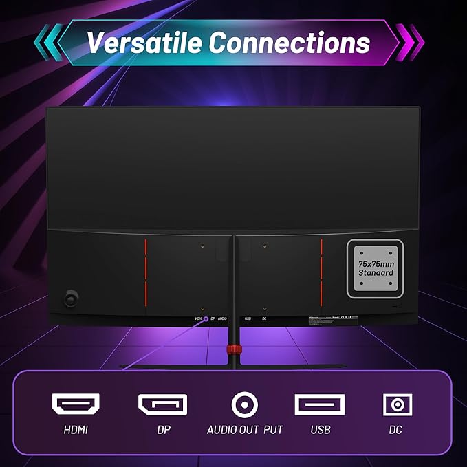 24 Inch Curved 180Hz Gaming Monitor 1800R Curved Gaming Monitor 1ms MPRT FHD(1920×1080P) Freesync HDMI2.0DP1.4 VESA Mountable(HDMI Cable Incl.)