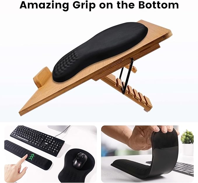 MEKASS Christmas Mouse Pad Ergonomic Mouse Pad and Keyboard Wrist Rest Set Memory Foam Desk Wrist Support for Computer Keyboard Non-Slip Wrist Rest for Typing Gaming Office (Green Christmas Tree)