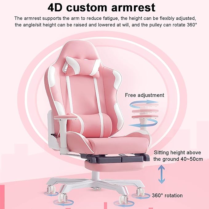 Office Chair Gaming Chair Computer Chair High Back Adjustable E-Sports Swivel Chair ReclinerRacing Office Computer Chair Andrgonomic Desk Chair with Lumbar PillowPU Leather Gaming Chair wi