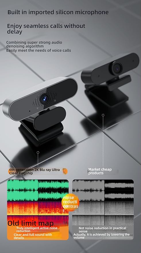 HD Webcam 1080P/2K/4K USB with Multiple Mounting Options for Desktop Laptop Gaming - Plug and Play Facial Recognition Video Conferencing
