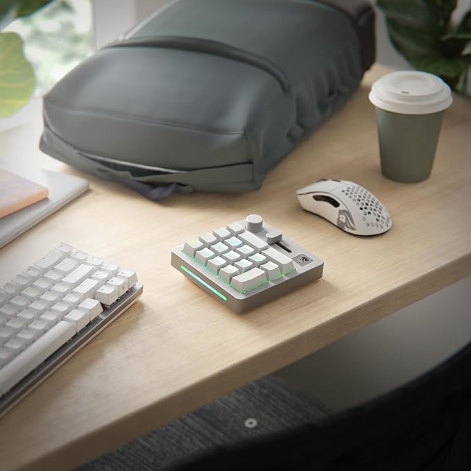 GLORIOUS GMMK Mechanical Numpad- 10 Key USB Programmable Keypad - Hot Swappable Volume Control RGB Backlit Wired &amp Wireless Bluetooth - Laptop &amp Keyboard Accessories- White