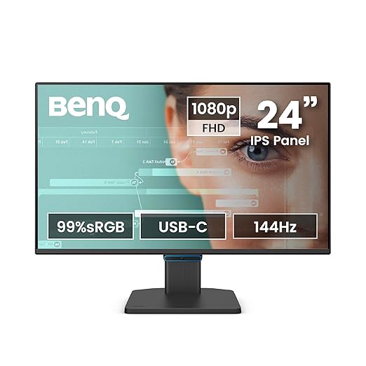 BenQ GW2490C 23.8 1080p FHD 144Hz IPS Eye-Care Home Office Monitor USB-C 1080x1920 Visual Optimizer Flicker-Free Low Blue Light Ultra Slim Bezel TUV-Certified Eye-CareU