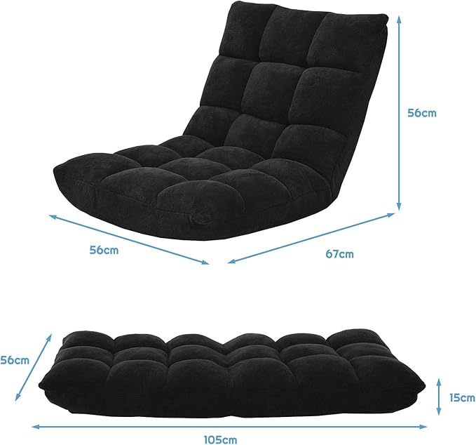 DORTALA Floor Gaming Chair with Back Support 14-Position Adjustable Banana Chair for Adults Foldable Floor Seats for Reading Gaming (Black)