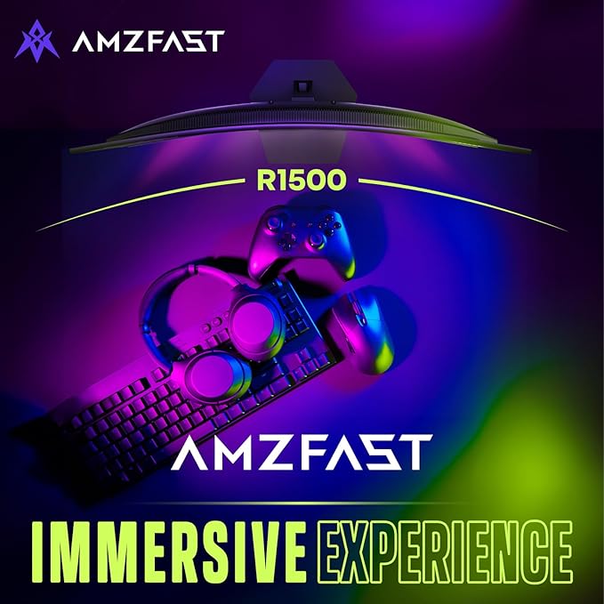 Amzfast 27 inch 240Hz Curved Gaming Monitor FHD 1080P Monitor Gaming with Upgraded Built-in Speakers MPRT 1ms with Fast VA Panel | 130% sRGB 4000:11500R | 12 Months Warranty Exchange