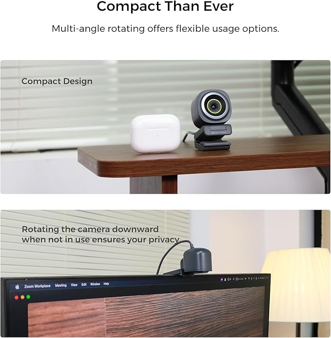 NearStream 2K Webcam for PC Full HD 1080P Webcam with Noise-Canceling Mic Auto FocusSoftware Control Adjustable FOV Plug&ampPlay Compact Web Camera for Desktop Computer for Zoom/Skype/Teams (V0