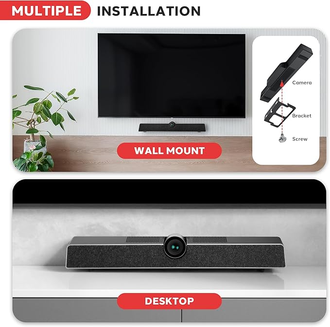 SQUATZ Video Conference Room Camera All-in-One System Ultra HD 4K 5X Zoom Wide-Angle Echo Cancellation 8m Voice Pickup - 120 Degree FOV - For Small Conference Rooms Home Offices and Remote Work