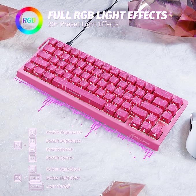 ATTACK SHARK X68 HE 8KHZ Rapid Trigger Keyboard Magnetic Switch0.01 mm RT AccuracyWired RGB 60% Gaming Keyboard TKL with Adjustable ActuationSnap TapCoiled Cablefor PC/Mac(Red)