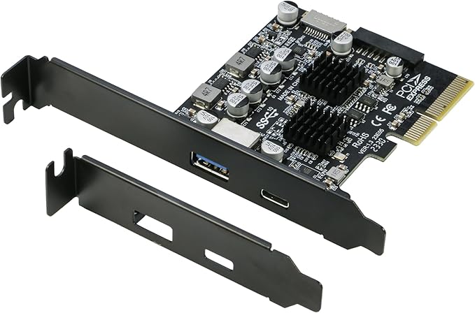 USB 3.1 PCIe Card RIITOP PCI-e 3.0 x4 to USB3.2 Gen2 Adapter (10Gbps) Expands to 20Pin + Type-E + 1x USB 3.0 + 1x USB C