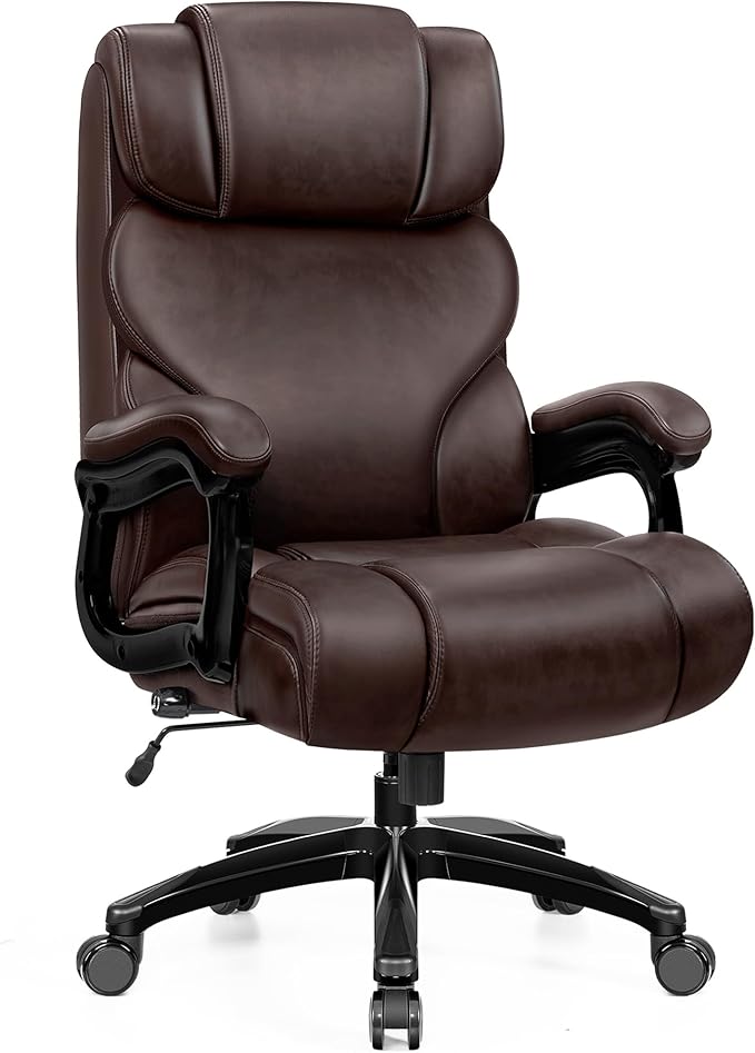 Office Chair Ergonomic Big and Tall 500lbs Computer Desk Chairs Heavy Duty Executive Breathable Leather Chair with Adjustable High Back Lumbar Support Swivel PC Chair