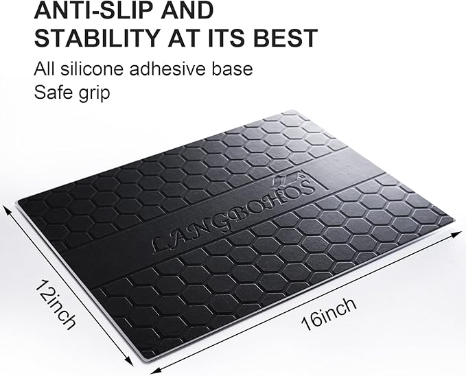 Glass Mouse Pad Micro Etched Surface and Whole Silicone BaseImproved Precision and SpeedDurable Easy to Clean Suitable for Gaming and Office Use (Black-16 * 12'')