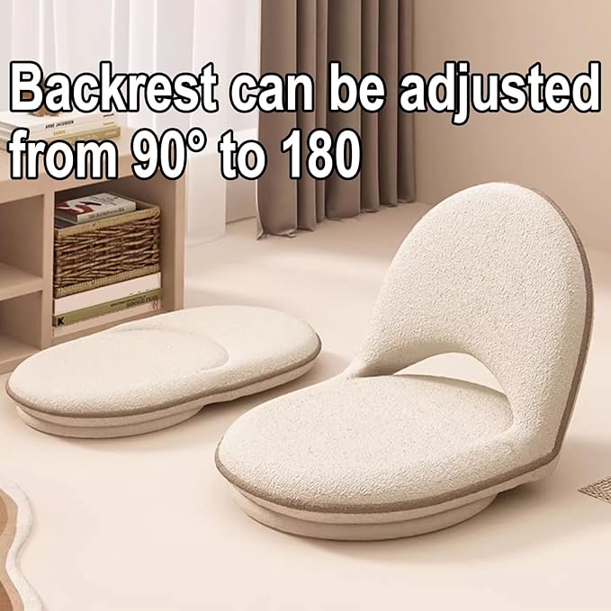 Gaming Chair Floor with Metal Frame Convertible Chaise Lounge Bottom Can Rotate 360° Floor Seat Adjustable Backrest for Living Room Bedroom Balcony(Rose)