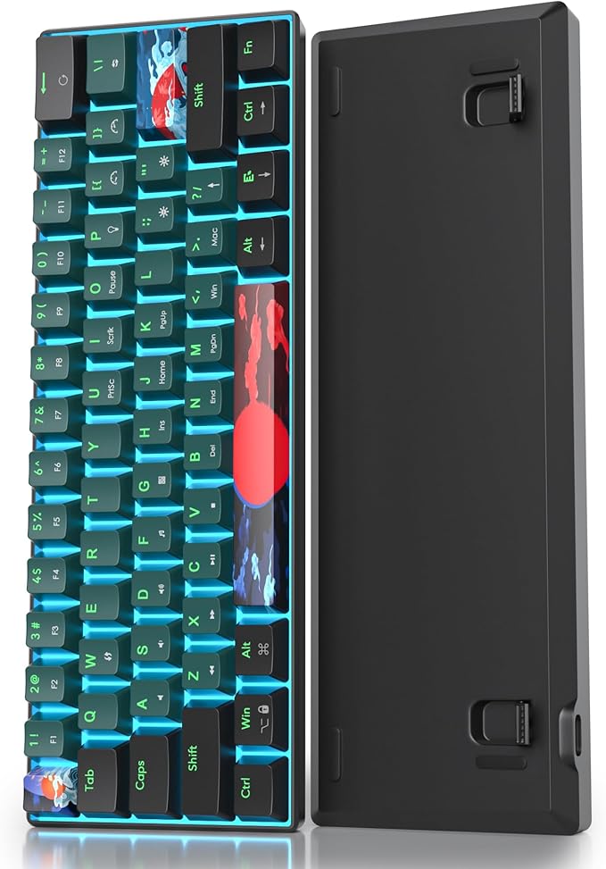 60 Percent Gaming Keyboard 60% Mechanical Keyboard LED Backlit Ultra Compact Wired Keyboard with Red Switch for Windows Laptop Gamer(61 Sound Wave)