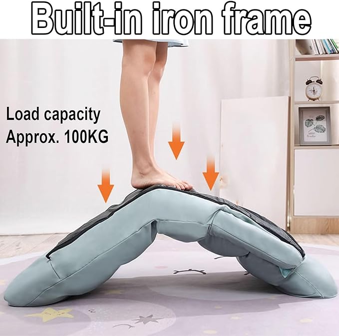 Gaming Chair Floor Cheap Iron Frame Support and Linen Fabric Fold Out Chair Bed Can Bear About 100KG Multiple Parts Can Be Adjusted with Armrests and Pillow(Gray)
