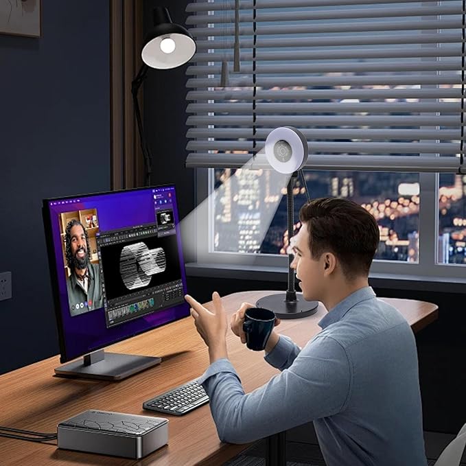 USB Computer Cam 5MP Webcam with Fill Light 5MP ABS Webcam for PC Laptop for Online Chatting Home Studio Podcasting Gaming