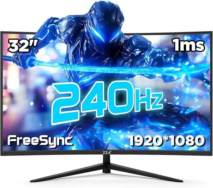 32 Inch Curved Gaming Monitor with 240Hz Refresh Rate 1ms GTG HDR600 1500R Curvature 1080P Resolution 122% sRGB FreeSync G-Sync Compatible DP and HDMI Ports VESA Mount for Competitive Gamers