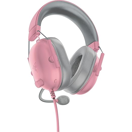 Razer BlackShark V2 X PlayStation Gaming Headset: 50mm Drivers - Cardioid Mic - Lightweight - Comfortable Noise Isolating Earcups - for PS5 Xbox Series X PC Switch via 3.5 mm Jack - Quartz Pink
