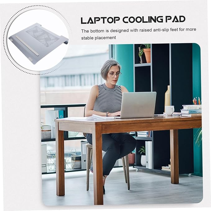 Laptop Cooler Cooling Pad with LED Fan Aluminum Alloy Stand for Laptops to 17.3 Inch USB Quiet Notebook Cooler Ventilated Base in Gray for Home and Office Use