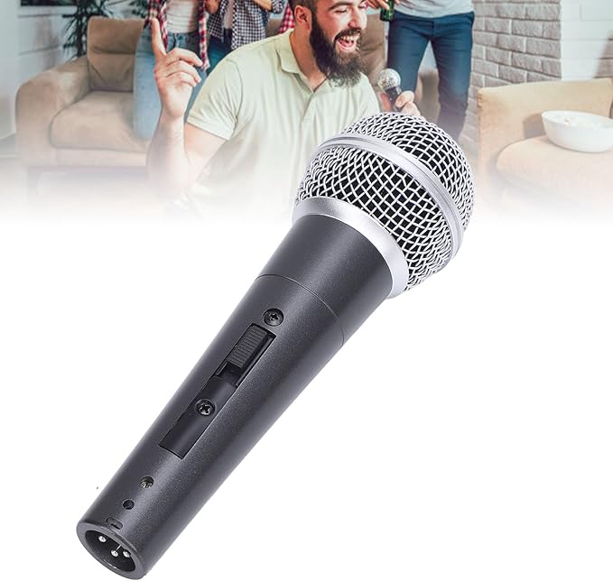 Wired Dynamic Microphone Set Moving Coil Dynamic Cardioid Handheld Microphone Enhanced Sound Quality with Low Latency Recording Stable for Active Speakers Mixers Am (Black)