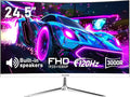 Gawfolk 24.5 Inch Gaming Curved Monitor Built-in Speakers 3000R 120Hz White PC Screen Full HD 1080P HDMI 2.0 VGA Wall Mount Compatible 75 * 75mm