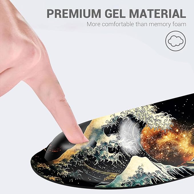 Desk Mat Mouse Pad with Wrist Rest 4-in-1 Large Mouse Pads for Desk Ergonomic Mouse Pad and Keyboard Wrist Rest Gaming Keyboard Mat for OfficeJapanese Sea Wave