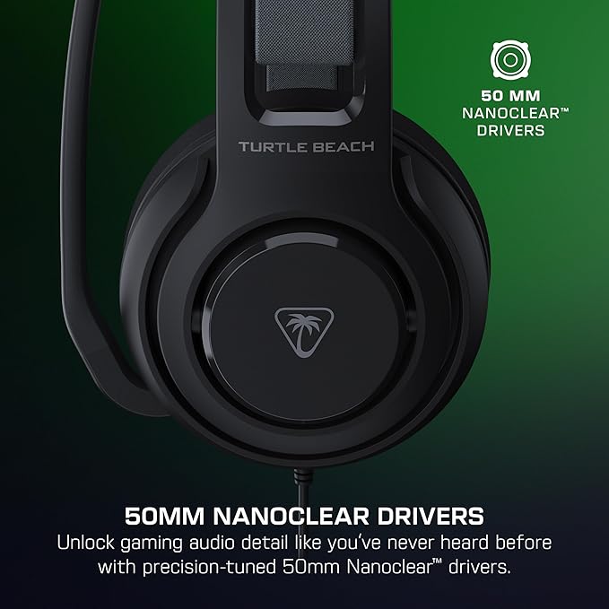 Turtle Beach Atlas 200 Wired Multiplatform Gaming Headset for Xbox PlayStation PC w/ 3.5mm Wired Connection - 50mm Nanoclear Drivers Flip-to-Mute Mic Memory Foam Cushions - Black