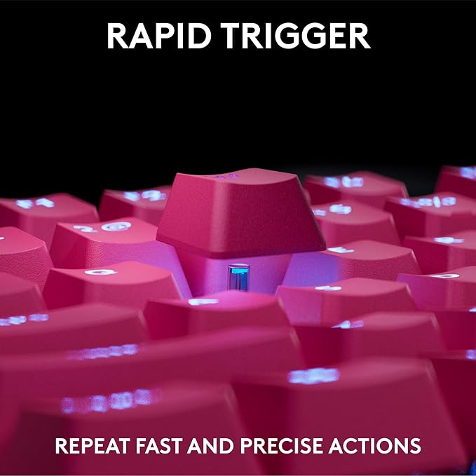Logitech G PRO X TKL Rapid (Tenkeyless) Wired Gaming Keyboard: Magnetic Analog Switches with Rapid Trigger Lightsync RGB Detachable USB-C Cable Volume Roller &amp Media Buttons - Magenta
