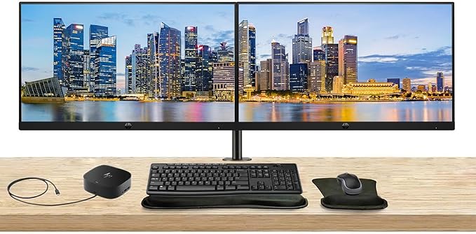 HP Series 3 Pro 24-inch 324pf FHD1080 LCD Monitor 2-Pack Bundled with Desk Mount Stand USB-C Multiport G5 Dock MK270 Wireless Keyboard &amp Mouse Gel Mouse &amp Wrist Pad