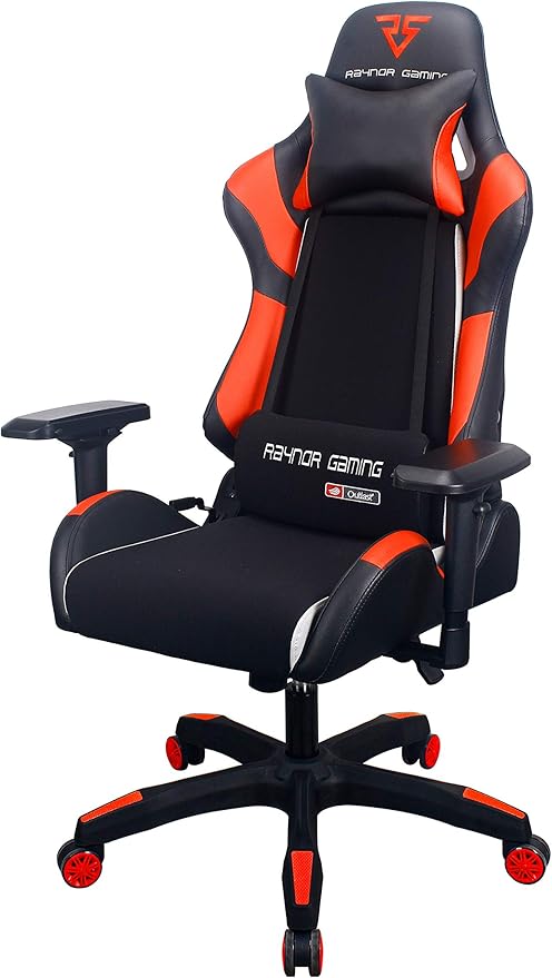 Energy Pro Series Gaming Chair Ergonomic Outlast Cooling Technology High Back Racing Style Computer Chair Adjustable Armrests Mesh and PU Leather with Lumbar and Headrest Pillow Red