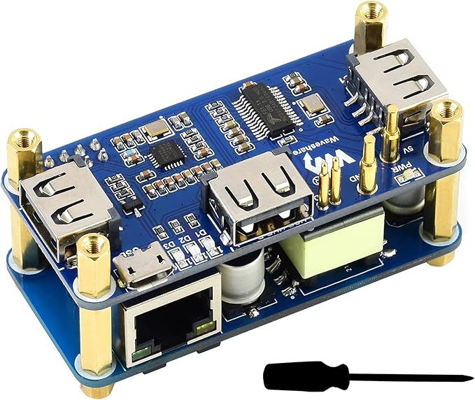 Bicool Power Over Ethernet (PoE) Ethernet/USB HUB HAT for Raspberry Pi Zero/Zero W/Zero WH 3X USB 2.0 Ports RJ45 Ethernet Port 802.3af-Compliant