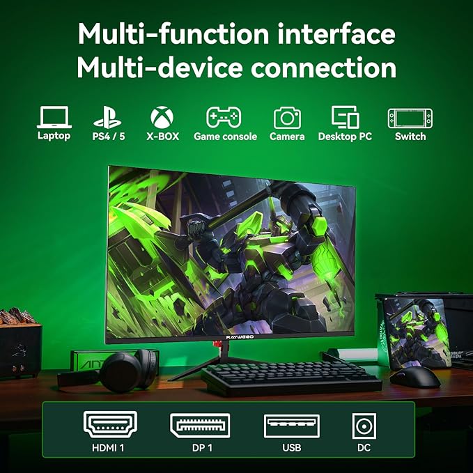 27 inch Curved Gaming Monitor 180Hz Full HD 1080P 1800R Computer Monitor Display with FreeSync &amp Eye-Care 4000:1 Contrast RatioSupport VESA DP HDMI Port for Gaming Home Office