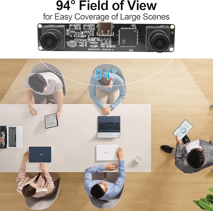 MMlove USB Stereo Camera Module 1200P 60FPS Global Shutter Synchronous Dual Lens 600P 120FPS High Speed 3D Webcam 94° Viewing Angle Lightburn Camera for VR Face RecognitionPC/Laptop/Raspberry Pi