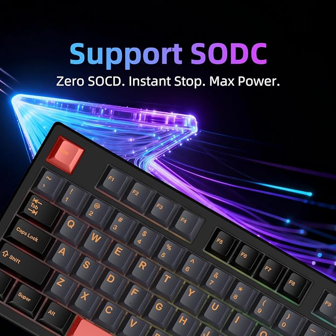 FE87 V2 Wired Mechanical Keyboard Dual 8KHZ Polling Rate Support SODC/Latency As 0.125MS/ARGBHot Swappable Gasket Sturcture Gaming Keyboard (Black/Green Phoenix Switch)