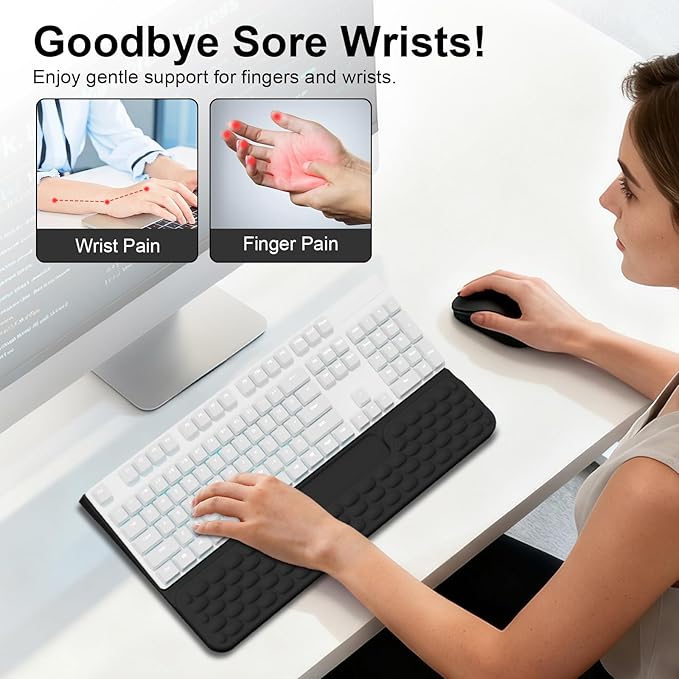 Ergonomic Keyboard Wrist Rest with Storage Tray Soft Memory Foam Arm Cushion Keyboard Stand Keyboard Stand for Office Home - Black