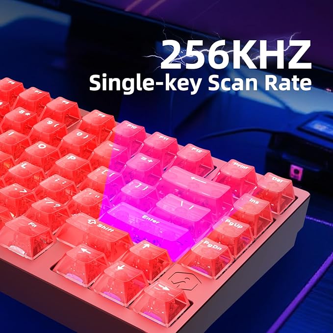 MG75MAX 81 Keys Wired Magnetic Switch Keyboard 256KHZ Single Key Scan Rate PCB Nano-Coating Waterproof Hall Effect 8KHZ/ARGB/CNC Aluminum Gaming Keyboard(Red)