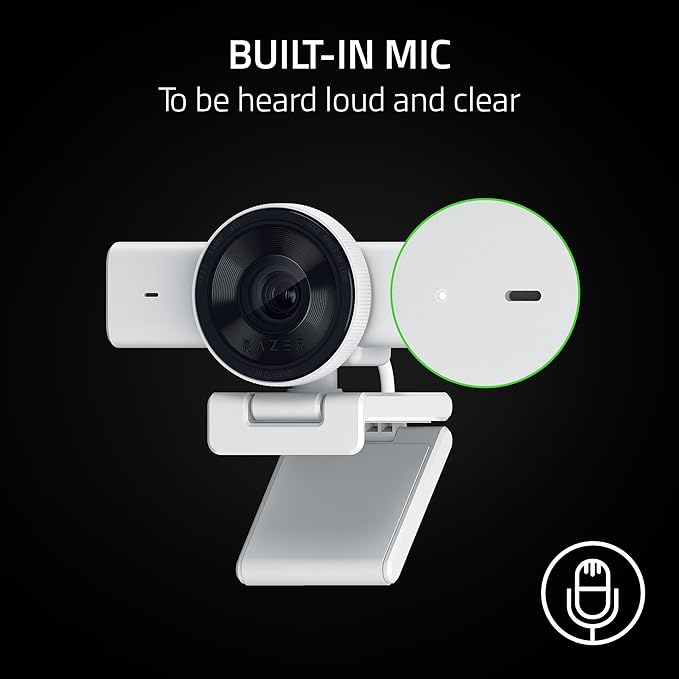 Razer Kiyo V2 X Streaming Webcam: 1440p 60 FPS - Auto Focus - Built-in Microphone - Wide Angle Lense - Integrated Privacy Shutter - Works with OBS Xsplit Streamlabs Discord Zoom Teams - White