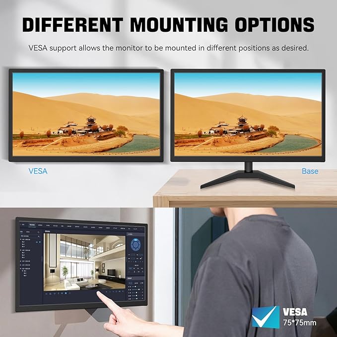 Touchscreen Monitor 22 Inch FHD 1920x1080P IPS PC Monitor 10-Point Touch Screen Computer Display with HDMI VGA USB Ports Built-in Speakers VESA Mountable