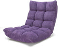Purple Adjustable 14-Position Folding Floor Chair Gaming Lazy Sofa Chair Cushioned New