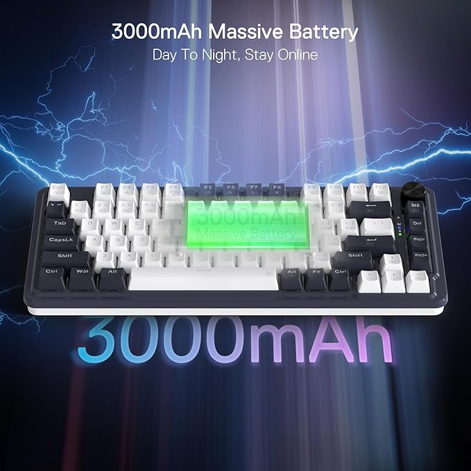 Redragon K673 PRO 75% Wireless Gasket RGB Gaming Keyboard 3-Modes 81 Keys Compact Mechanical Keyboard Hot-Swap Socket Dedicated Knob Control and Sound Absorbing Pads Linear Red Switch