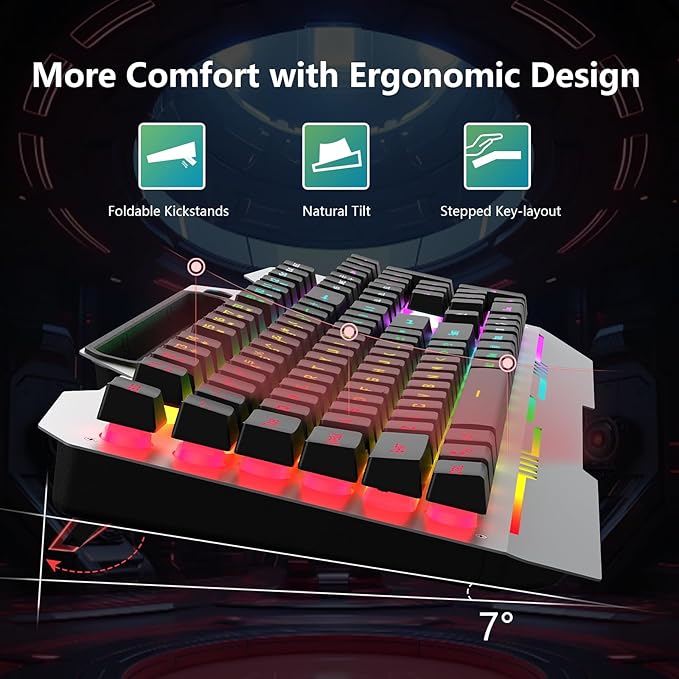 AULA Keyboard T102 104 Keys Gaming Keyboard and Mouse Combo with RGB Backlit Number Pad All-Metal Panel Waterproof Light Up PC KeyboardUSB Wired Computer Keyboards Gaming for Win XP/7/8/10 PC Gamer