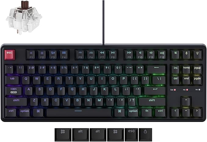 Keychron C3 Pro TKL 80% Wired Mechanical Keyboard 8K Polling Rate QMK/VIA Programmable Hot-Swappable RGB Backlit Shine-Through Keycaps Super Brown Switch for Windows/Mac