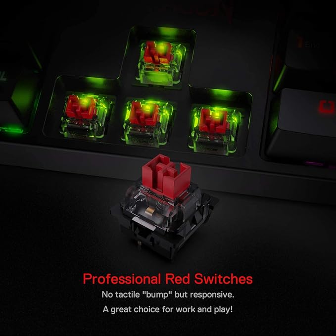 Redragon K582 RGB Mechanical Gaming Keyboard 100% 104 Keys Standard Layout Gaming Keyboard with Double-Shot ABS Keycaps Dynamic 16.8M RGB Backlit &amp Linear Red Switch Redefine Software Supported