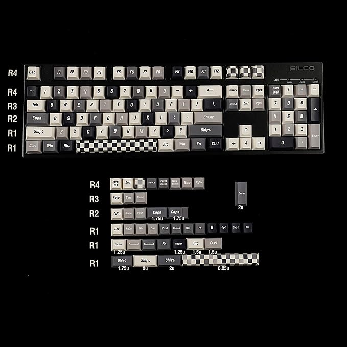 144 Chess Board Keycaps Dye-Sub Thick PBT Cherry Profile Key caps for TKL 61 64 68 75 87 96 104 108 GMMK MX Mechanical Keyboard