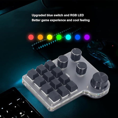 12 Key Mechanical Gaming Keyboard USB Mini One Handed Programming Macro Keypad with 4 Knobs BT 2.4G Keyboard for PC Laptop