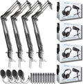 Zoom ZDM-1 Podcast Mic Packs with StreamEye BOOMARM1 Microphone Boom Arms and Microphone Pop Filters (Four-Pack)