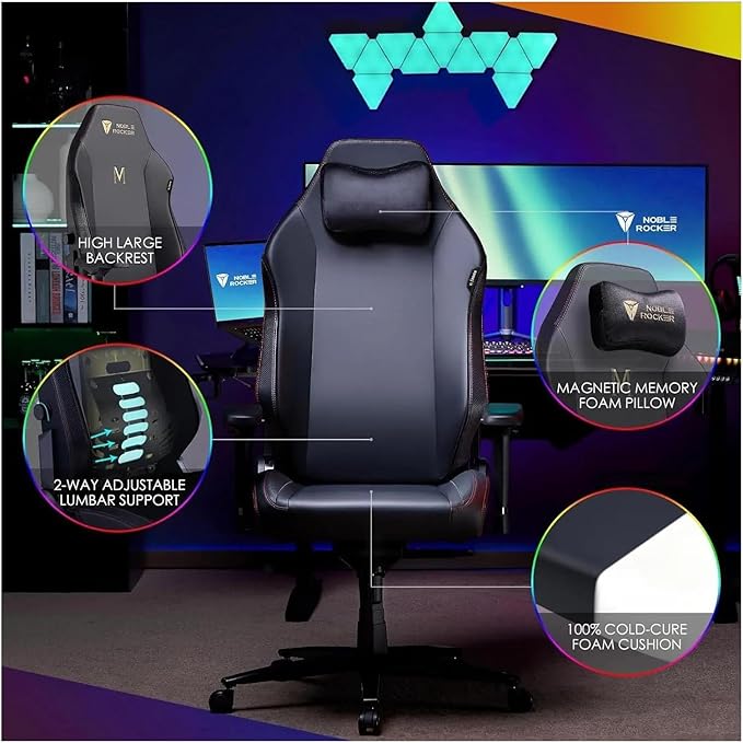 Office Chair Gaming Chair Ergonomic PC Game Chair- Lumbar Support Headrest 4D Armrests Computer Chair Big and Tall Comfortable(Black)