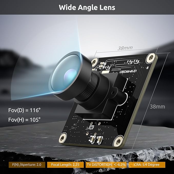 USB 3.0 UVC Camera Module with IMX415 Sensor 4K@30FPS &amp 1080P@60FPS Plug and Play for Windows/Linux/Mac/Android/Raspberry Pi/Jetson Nano/ARM Boards