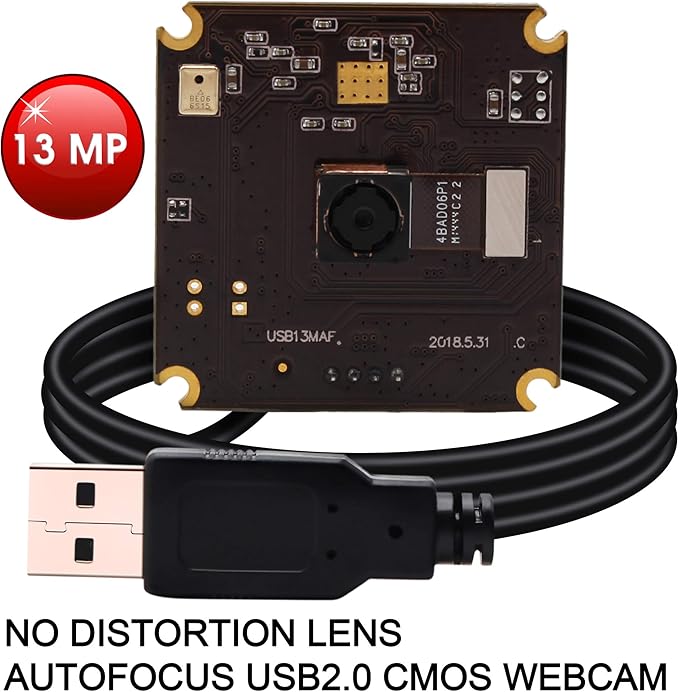 13mp USB Camera Module with Microphone Autofocus Audio Video Webcam Board for Computer Mini UVC USB2.0 PC Camera Industrial Embedded USB with Camera IMX214 Lightburn Camera for Laptop Jetson Nano